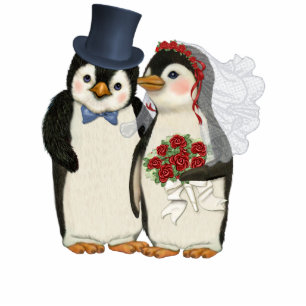 Penguin Wedding Standing Photo Sculpture