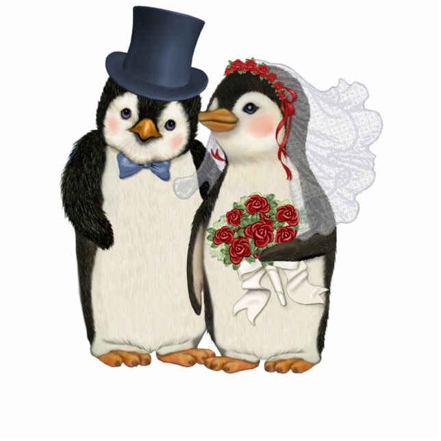 Penguin Wedding Standing Photo Sculpture (Front)