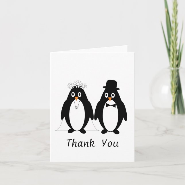 Penguin Wedding Thank You Card (Front)