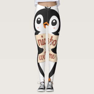 Penguin Welcome Sign: nice to meet with me Leggings