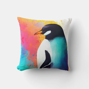 Penguin Wild Nature Animal Color Art Painting Cushion