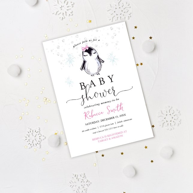 Penguin Winter Baby Shower Invitation (Creator Uploaded)