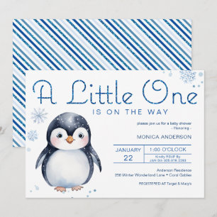 Penguin Winter Baby Shower Invite for Girl or Boy