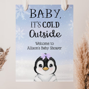 Penguin Winter Baby Shower Welcome Poster