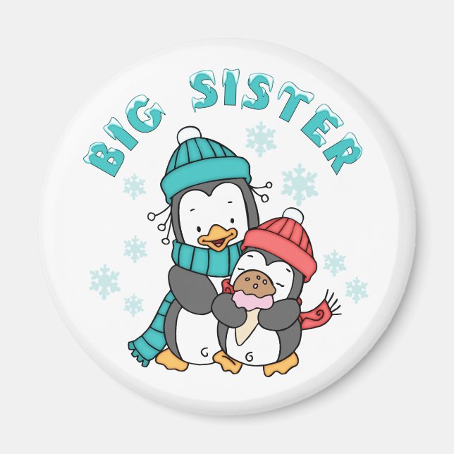 Penguin Winter Big Sister Magnet (Front)