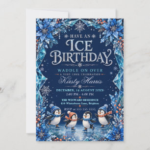 Penguin Winter Birthday Party Invitation