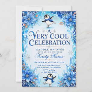 Penguin Winter Birthday Party Invitation