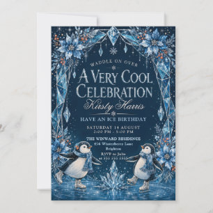 Penguin Winter Birthday Party Invitation