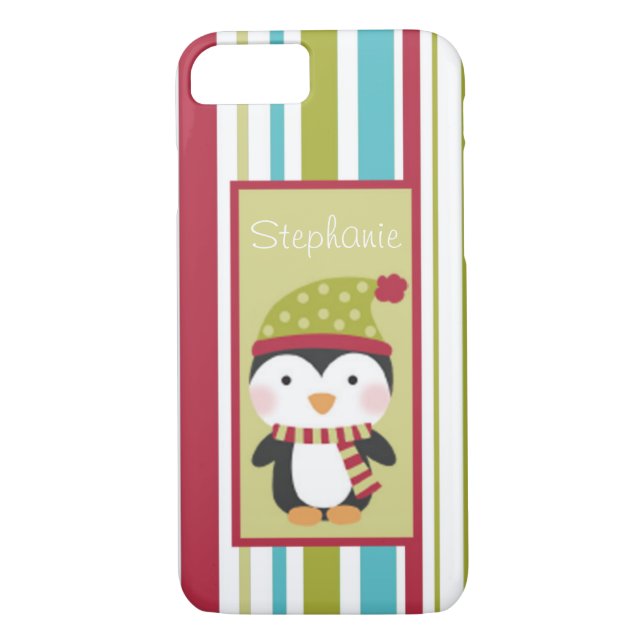 Penguin Winter Christmas Personalised Barely There Case-Mate iPhone Case (Back)
