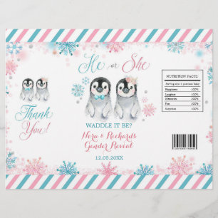 Penguin Winter Gender Reveal Chip Bag Template Flyer