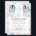 Penguin Winter Gender Reveal Invitation<br><div class="desc">Penguin Winter Gender Reveal Invitation</div>