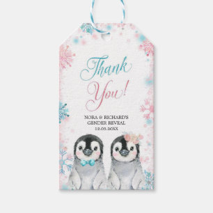 Penguin Winter Gender Reveal Thank You Tag