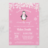 Penguin Winter Girl Baby Shower Snowflake
