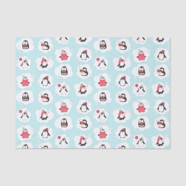 Penguin Winter Holiday Tissue Paper (Front)