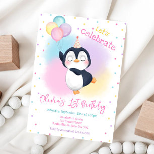 Penguin Winter Party Birthday Invitation
