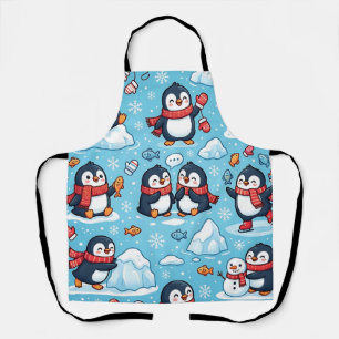 Penguin Winter Scarf Apron – Cute Arctic Pattern