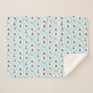 Penguin Winter  Sherpa Blanket
