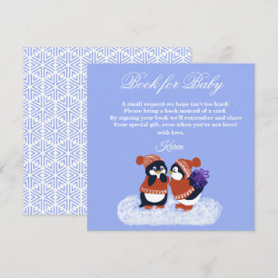 Penguin Winter Snow Birthday Baby Shower Book  Thank You Card