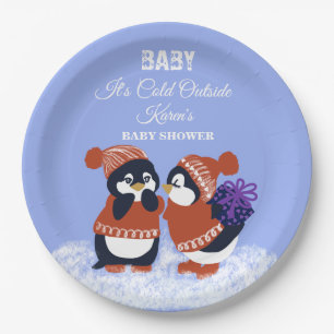 Penguin Winter Snow Birthday Baby Shower Cold  Paper Plate