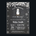 Penguin Winter Snowflake Baby Shower Invitation<br><div class="desc">Penguin Winter Snowflake Baby Shower Invitation. White Snowflake. Boy or Girl Baby Shower Invitation. Winter Holiday Baby Shower Invite. Chalkboard Background. Black and White. For further customisation,  please click the "Customise it" button and use our design tool to modify this template.</div>