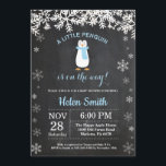 Penguin Winter Snowflake Boy Baby Shower Invitation<br><div class="desc">Penguin Winter Snowflake Boy Baby Shower Invitation. Blue and White Snowflake. Boy Baby Shower Invitation. Winter Holiday Baby Shower Invite. Chalkboard Background. Black and White. For further customisation,  please click the "Customise it" button and use our design tool to modify this template.</div>