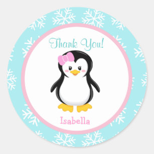 Penguin Winter Snowflake Favour Stickers