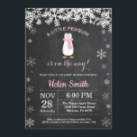 Penguin Winter Snowflake Girl Baby Shower Invitation<br><div class="desc">Penguin Winter Snowflake Girl Baby Shower Invitation. Pink and White Snowflake. Girl Baby Shower Invitation. Winter Holiday Baby Shower Invite. Chalkboard Background. Black and White. For further customisation,  please click the "Customise it" button and use our design tool to modify this template.</div>
