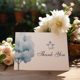 Penguin Winter Wonderland-themed Thank You Card