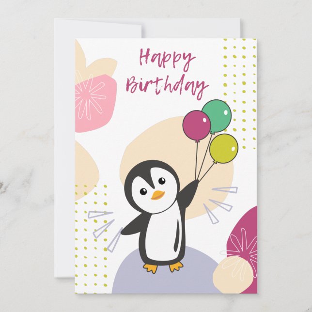 Penguin Wishes Happy Birthday To You Penguins Card (Front)