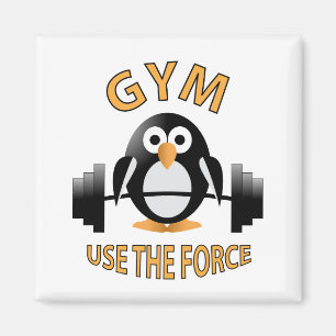 Penguin with a barbell magnet