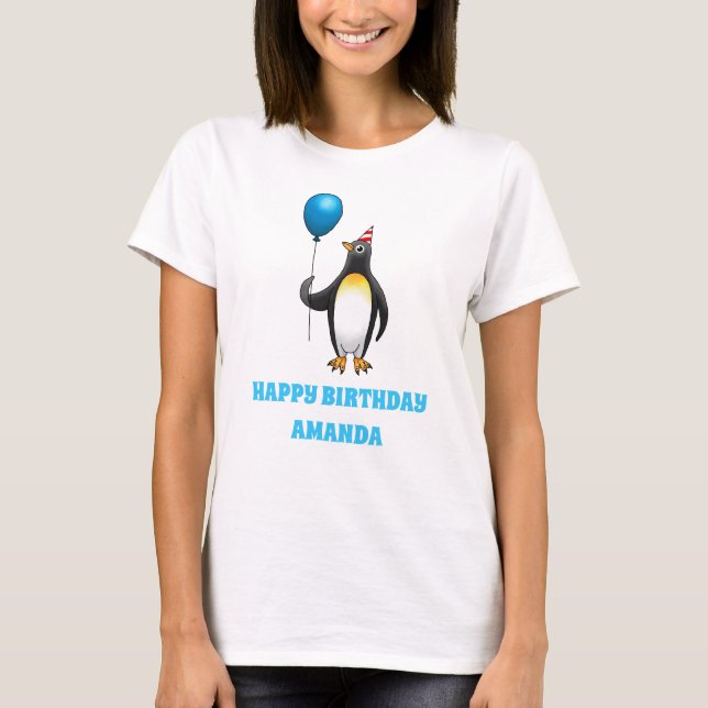 Penguin with a blue balloon T-Shirt (Front)