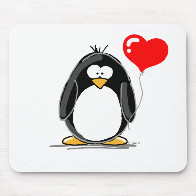 Penguin with a heart balloon mouse mat (Front)