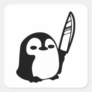 Penguin with a Knife Square Sticker