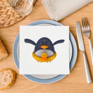 Penguin With A Rubber Duck Paper Napkins