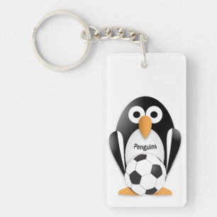 Penguin with a soccer ball key ring