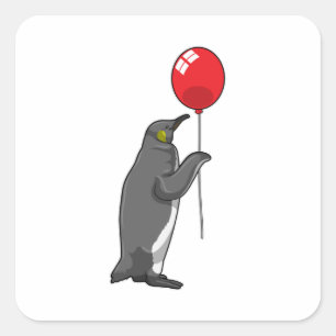 Penguin with Balloon Square Sticker