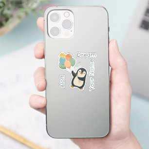 Penguin with Balloons Custom Vinyl Stickers