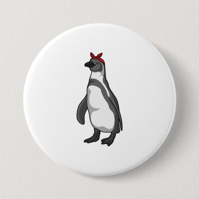 Penguin with Bandana 7.5 Cm Round Badge (Front)