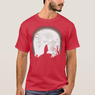 Penguin with big moon halloween background T-Shirt