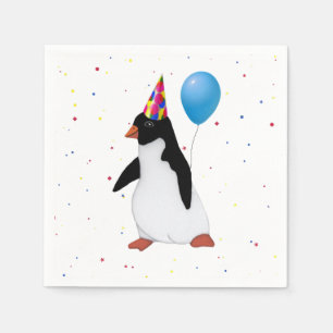 Penguin With Blue Balloon Paper Napkin