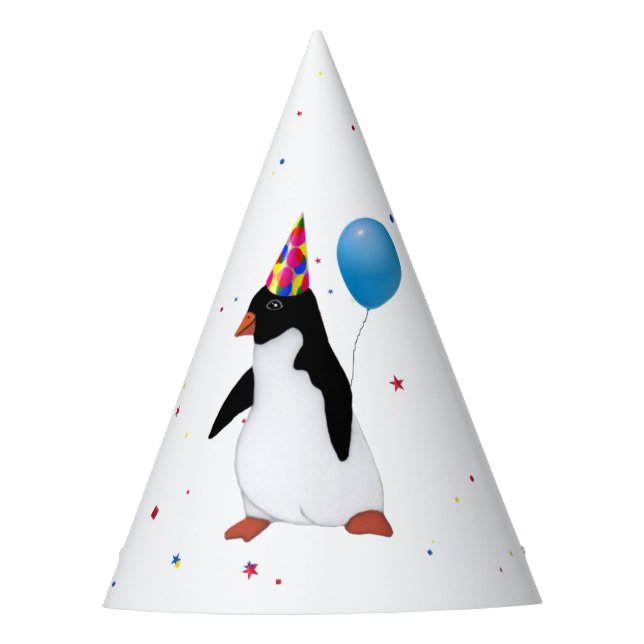 Penguin With Blue Balloon Party Hat (Front)