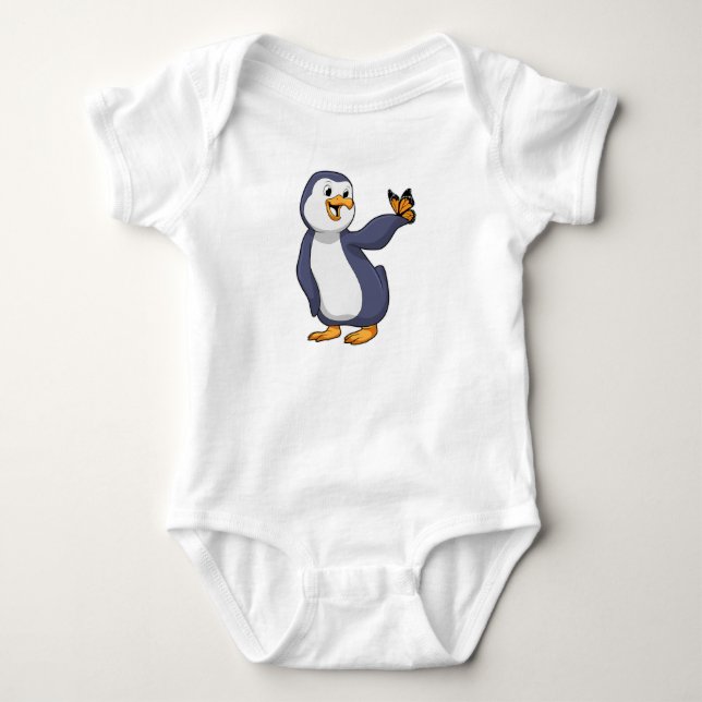Penguin with Butterfly Baby Bodysuit (Front)