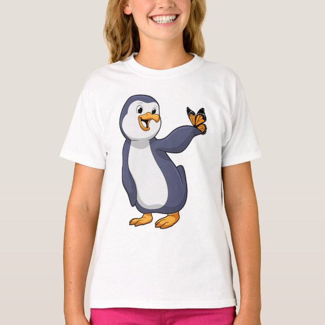 Penguin with Butterfly T-Shirt (Front)