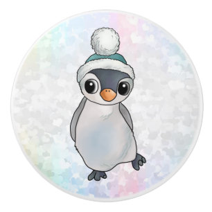 penguin with cap ceramic knob