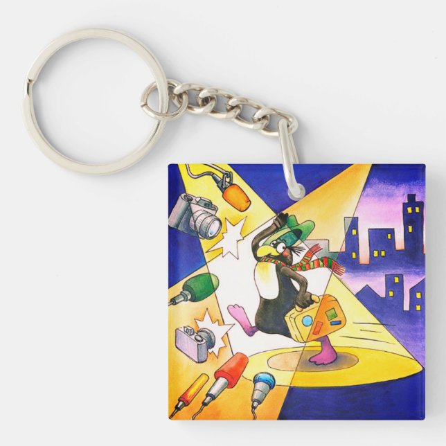 penguin with case acrylic key key ring (Front)