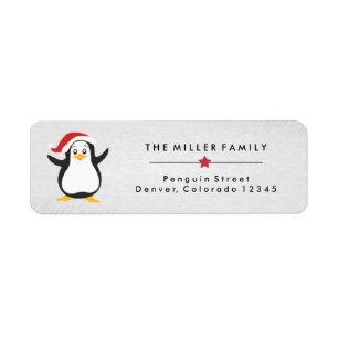 Penguin with Christmas Hat Holiday Address Labels