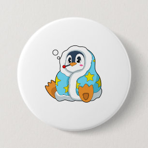 Penguin with Clinical thermometer 7.5 Cm Round Badge