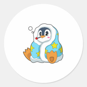 Penguin with Clinical thermometer Classic Round Sticker