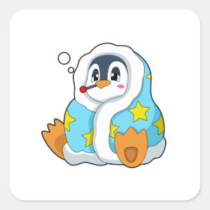 Penguin with Clinical thermometer Square Sticker
