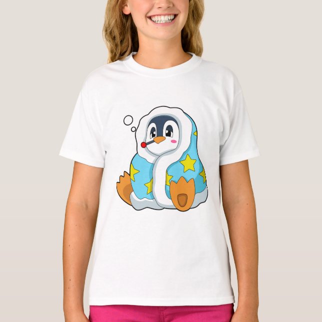 Penguin with Clinical thermometer T-Shirt (Front)